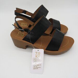 Yoki Womens Black Slingback Platform Sandals Size 7.5 Faux Leather